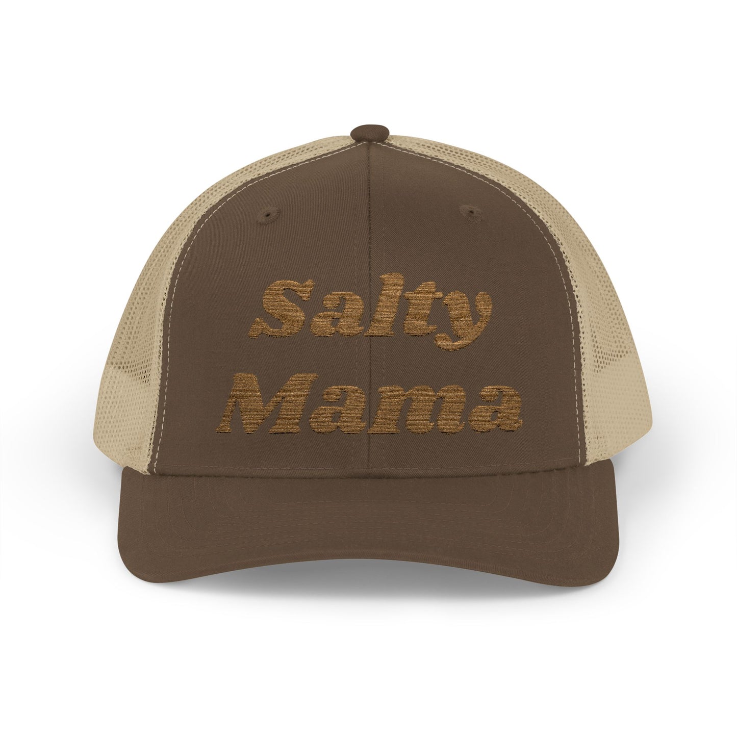 Salty Mama Trucker Hat — Sparkle Gold Text Snapback Cap