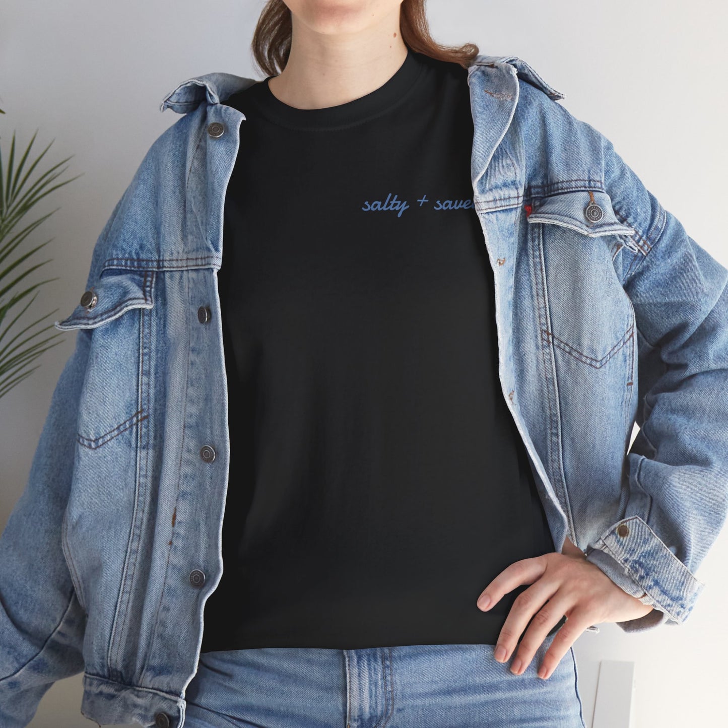 salty + saved + sent T-Shirt | minimalist script coastal faith tee