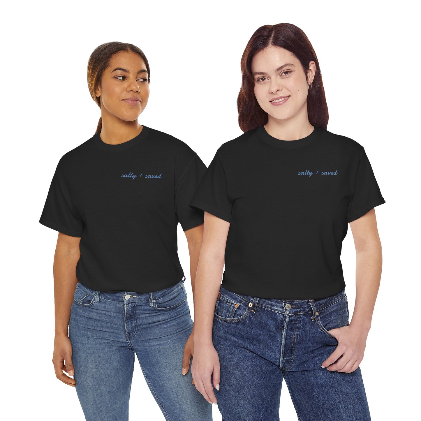 salty + saved + sent T-Shirt | minimalist script coastal faith tee