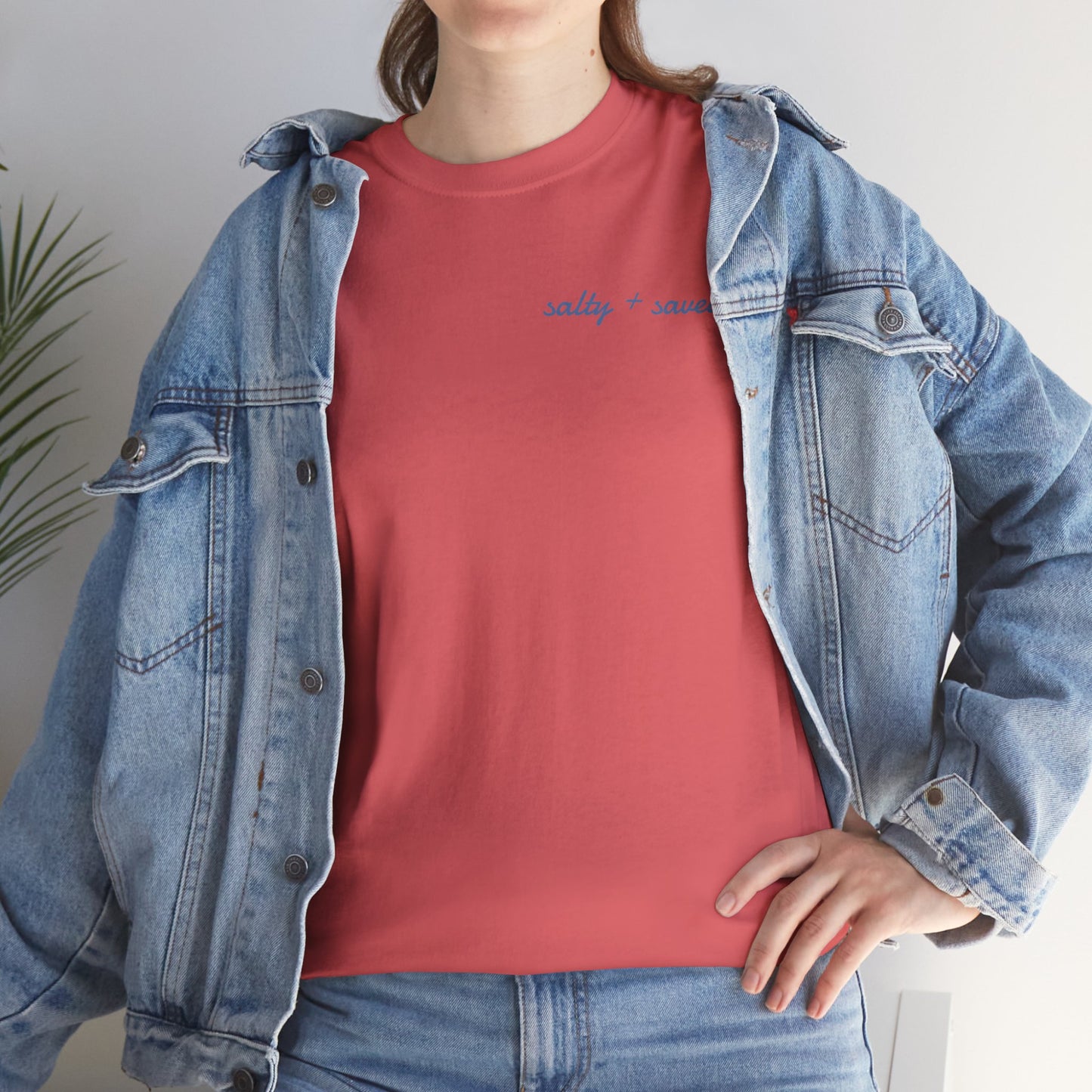 salty + saved + sent T-Shirt | minimalist script coastal faith tee