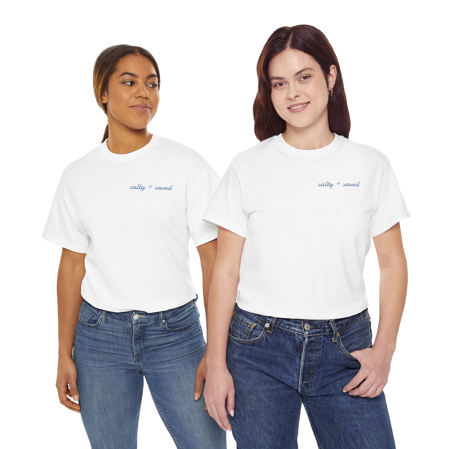 salty + saved + sent T-Shirt | minimalist script coastal faith tee