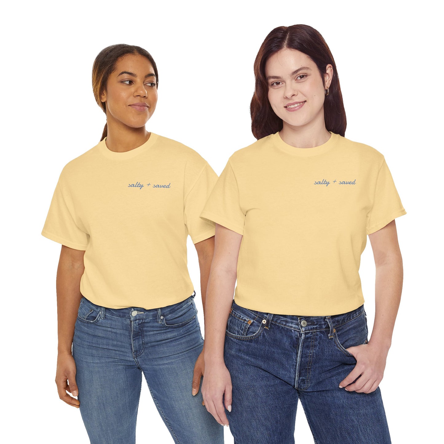 salty + saved + sent T-Shirt | minimalist script coastal faith tee