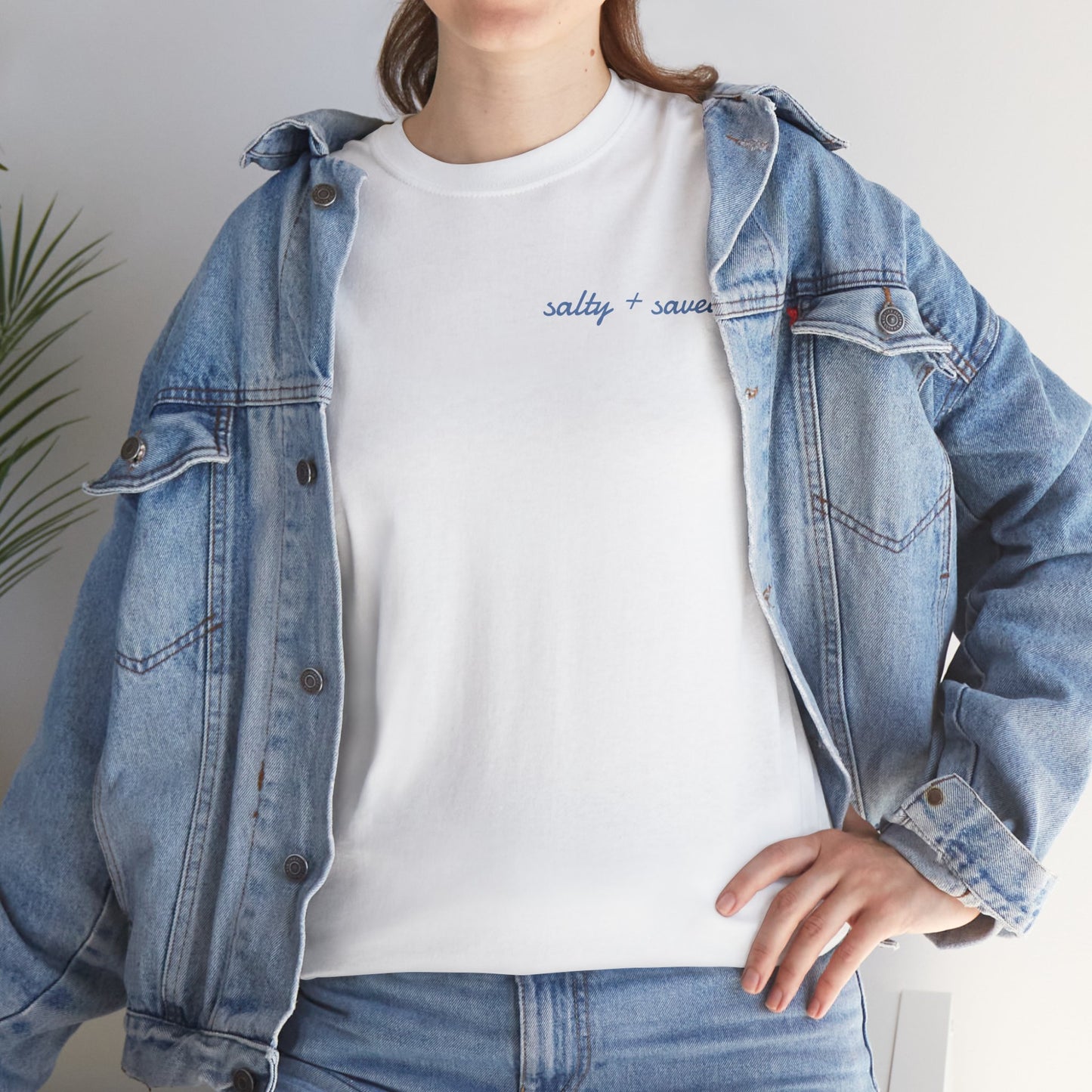 salty + saved + sent T-Shirt | minimalist script coastal faith tee